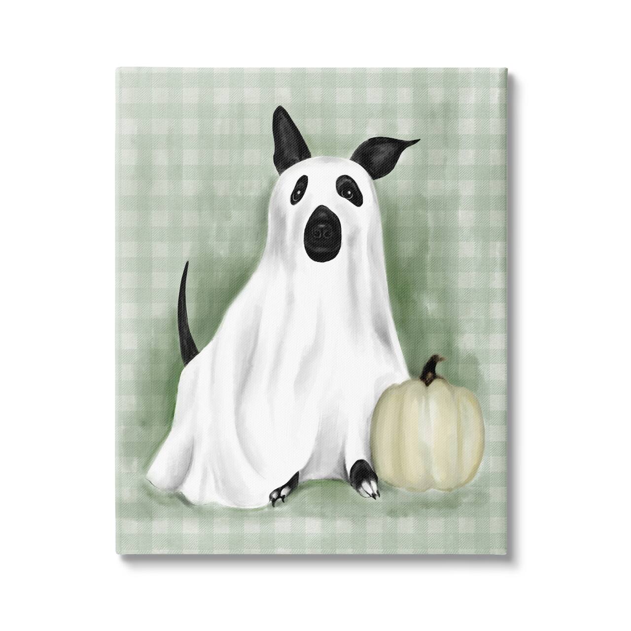Stupell Industries Dog Ghost Halloween Costume Canvas Wall Art